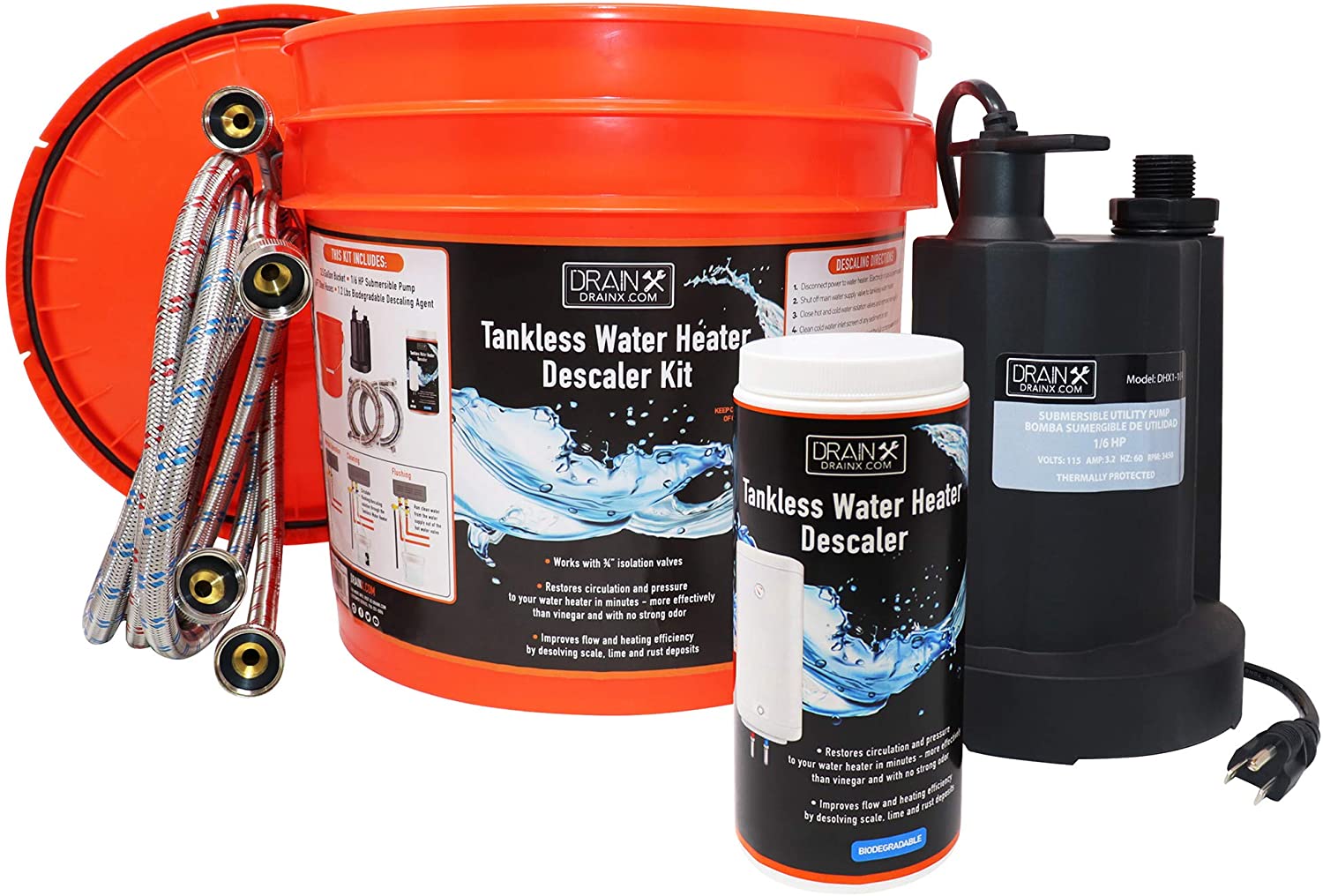 DrainX Tankless Water Heater Descaler Kit